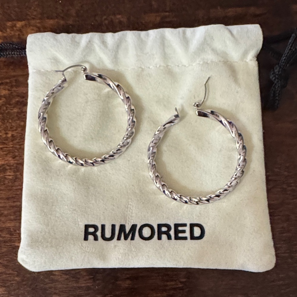 Rumored Silver Twisted Hoop Earrings